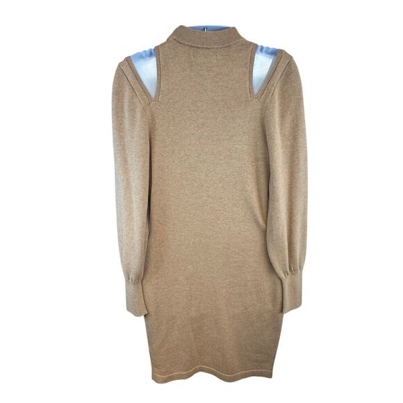 NAADAM Camel Knit Sweater Long Sleeve Sweater Dress Shoulder Cut-out Women's M - Picture 4 of 7